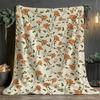 1pc French Country Retro Caramel Rose Floral Flannel Blanket All-Season Car Living Room Bedroom Office Camping And Dormitory Essen