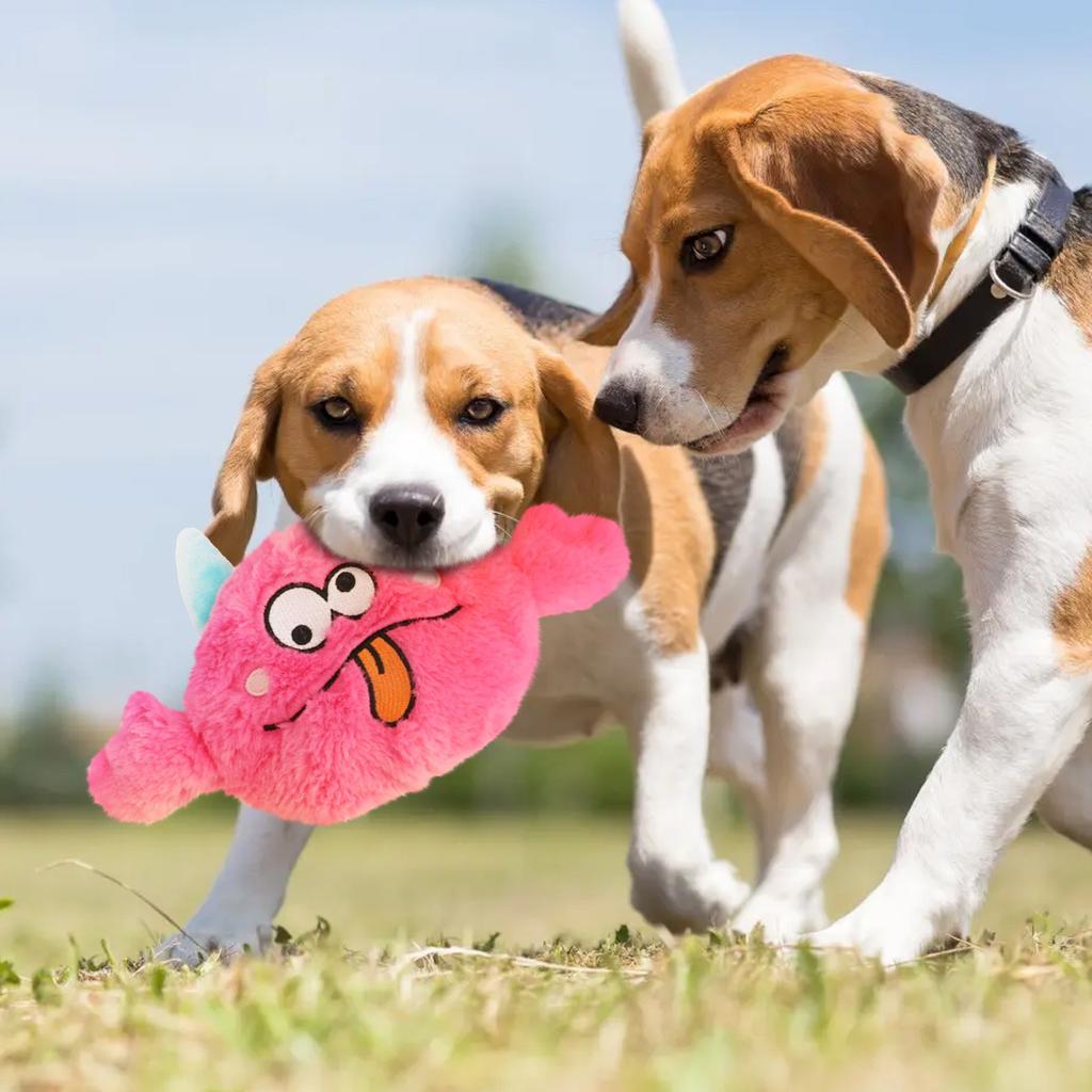 Interaktivní hračka pro psy Aktivní míč pro psy s bateriemi, Automaticky se pohybující míč a plyšový obal pro malé a střední psy k hračce pro psy pískací