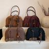 Big Size Women Bowling Bags Suede Pure Color Large Capacity Shoulder Crossbody Bag With Lg Strap 2026 Luxury Designer Handbags