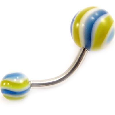 [C4953] - Body Piercing Ball 'Tecno' Blue Yellow