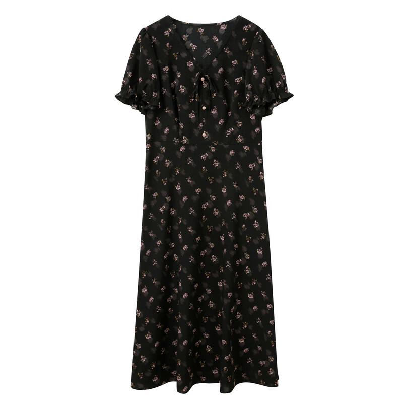Sancai 2026 Spring French V-Neck Floral Plus Size Dress