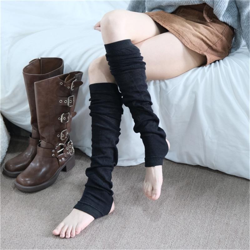 Stretch Leg Warmers Teens Girls Tube Socks Japanese JK Socks Footed Leggings