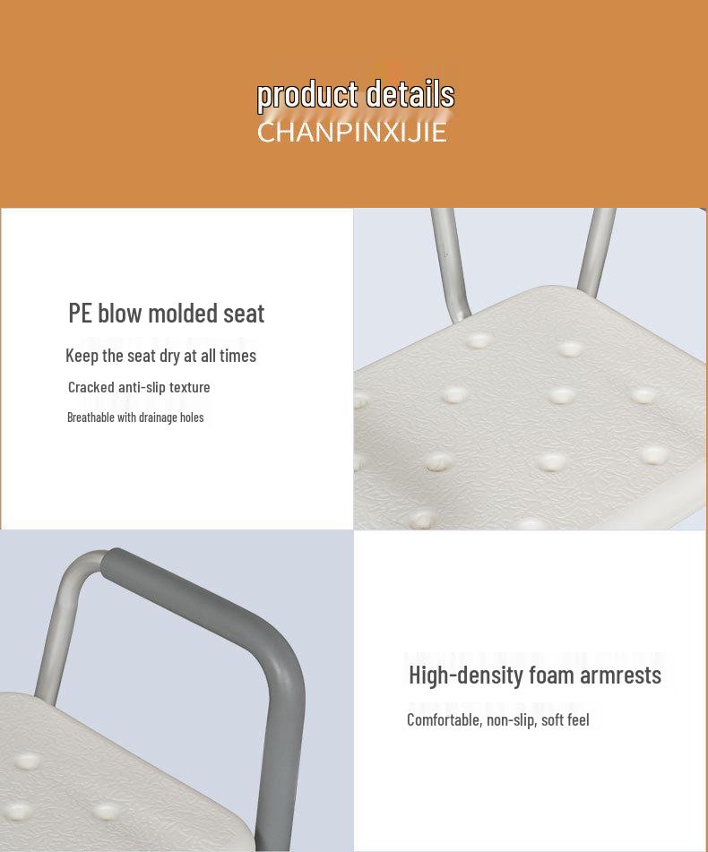 Elderly Shower and Bath Stool - Bathroom Seat for Disabled