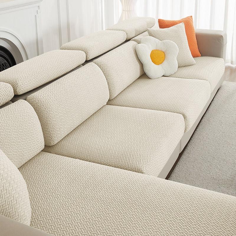 Jacquard Sofa Cover Solid Elastic Sofa Cushion Cover Living Room Washable Spandex Sofa Seat Slipcover Chaise Lounge Home Pets