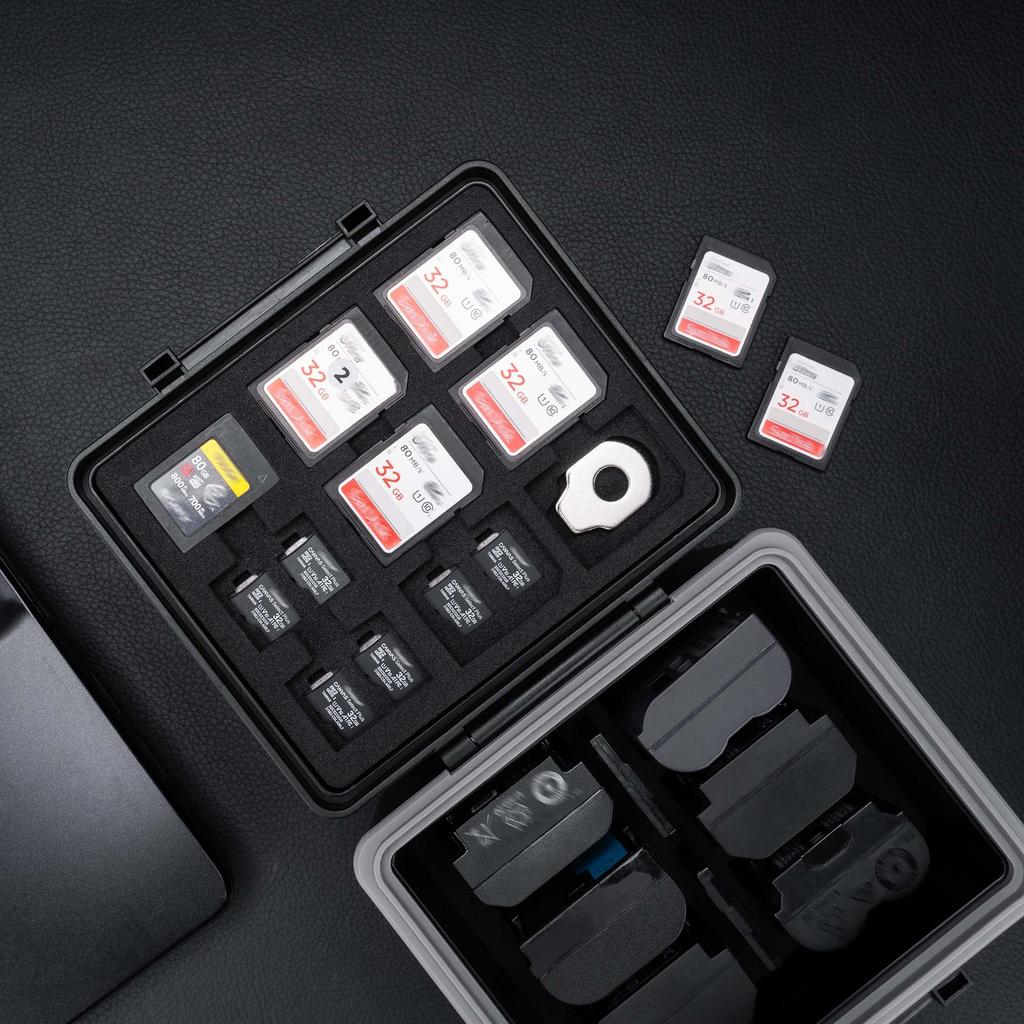 JJC Camera Case for Memory Micro Type and Type B Compatible with Canon Nikon Sony Fujifilm and Includes Battery Storage High-Capacity Cards, SD, SDHC,