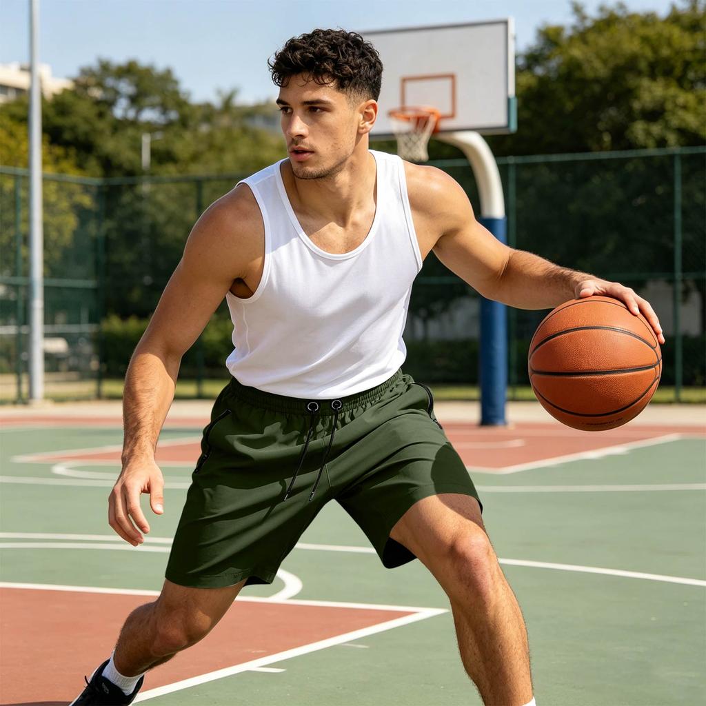 Men's Quick Dry Athletic Shorts - Lightweight Running Shorts for Gym Workout, Breathable Training Bottoms with Pockets
