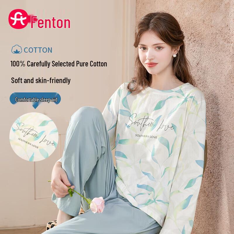 Fenteng Women s Elegant Pure Cotton Pajama Set M