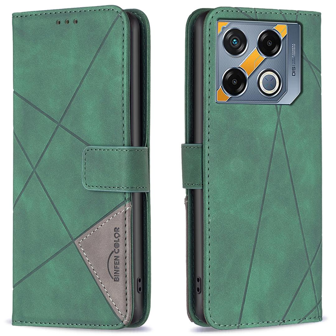 

For Infinix GT 20 Pro 5G Phone Cases Wallet Stand Geometry Imprint Leather Cover Green