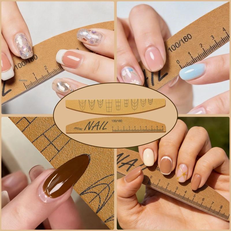 Double Sided Nail File Buffer With Scale 100180 Grit for Fast Nail Shaping and Polishing Professional Manicure Tool