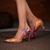 Women's Pointed Pumps Colorful High Heel Slip-On Wedding Shoes Thin Heels Bridal
