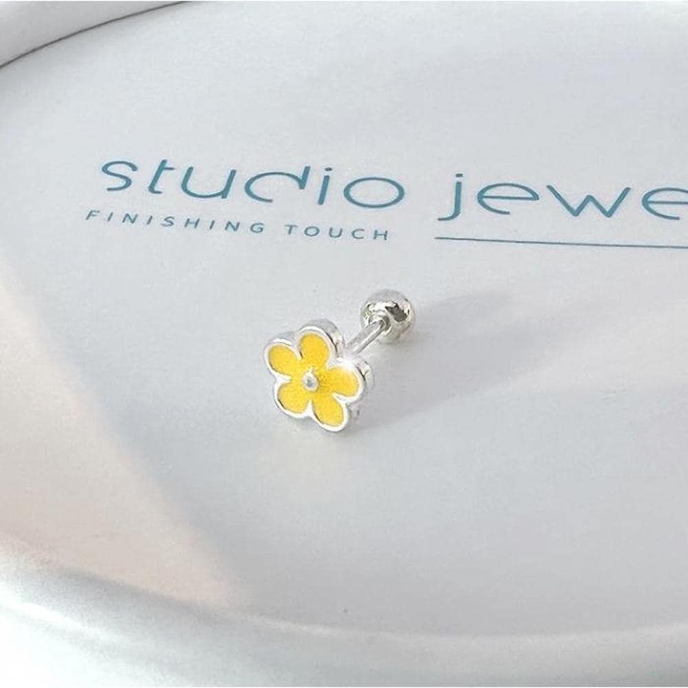 Silver 925 Spring Flower Pink Yellow Piercing (S9733576)