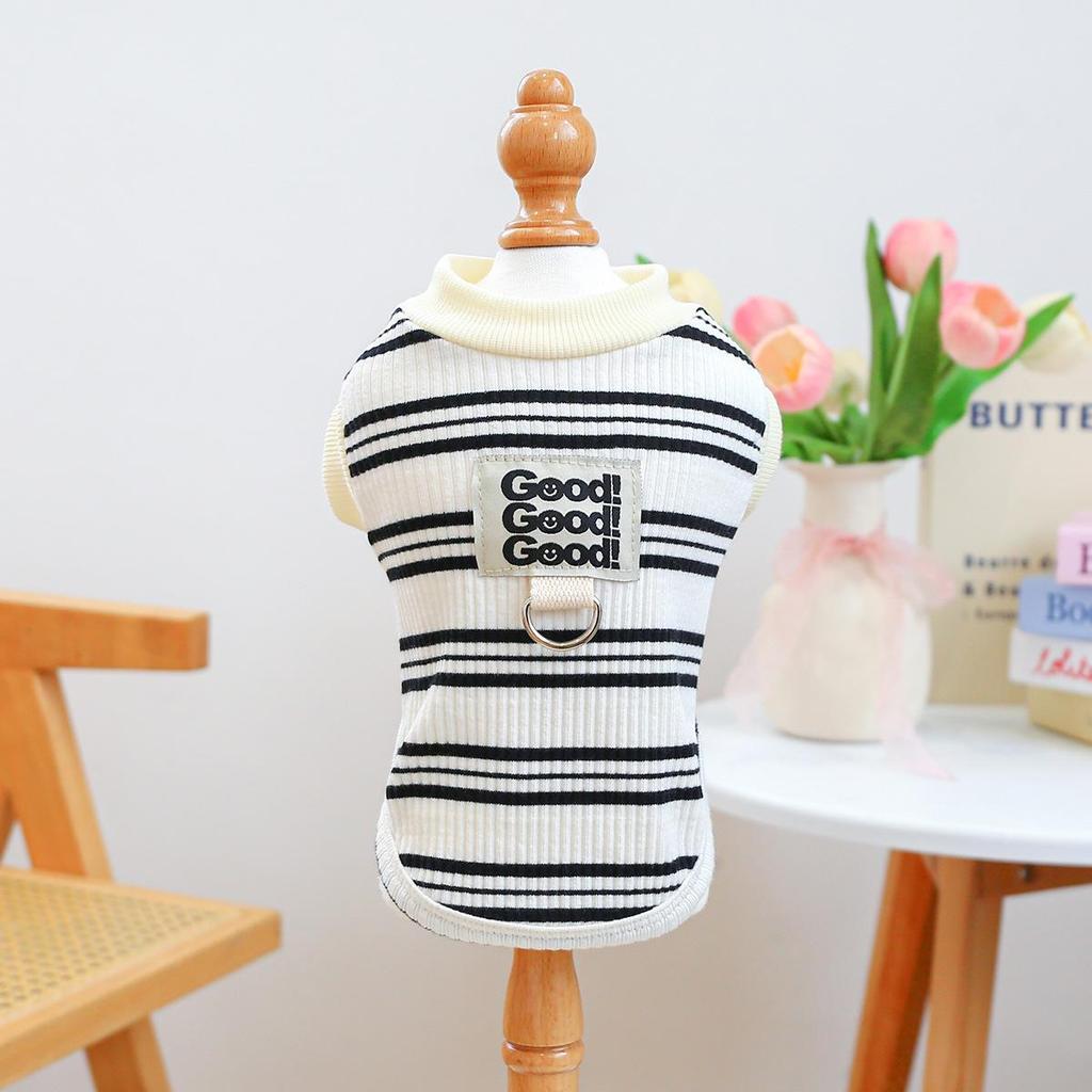 PETCIRCLE Black & White Striped Pet Vest & Leash for Dogs and Cats