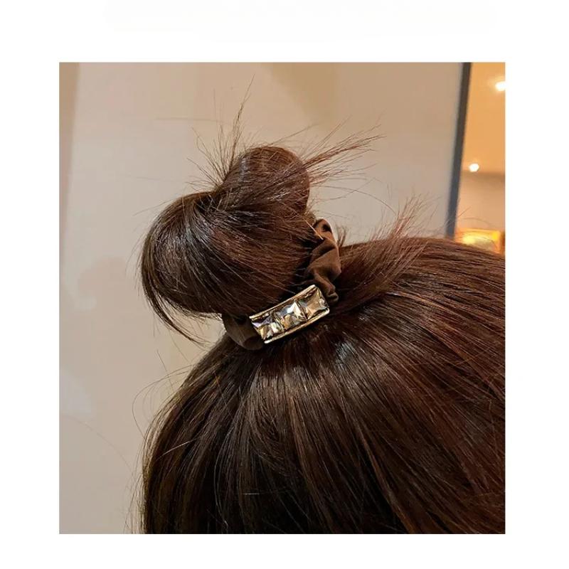 Woman Korean Fashion Elastic Large Rhinestone Hair Ties Hairbands Shiny Diamond Luster Ponytail for Girls Hair Bands Headwear