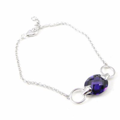 [G9359] - Amethyst 'Linda' Silver Bracelet