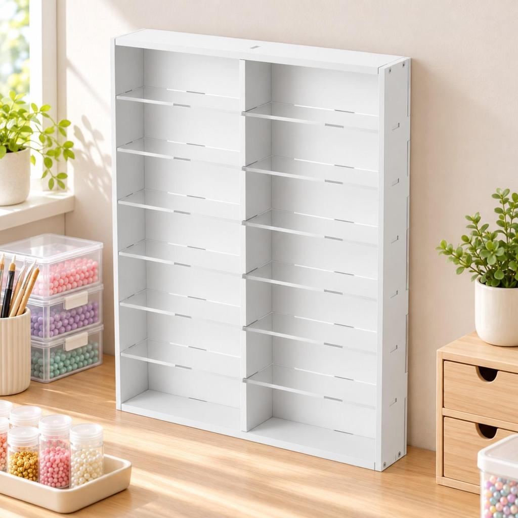 Freestanding Bead Storage Rack Compact with Transparent Front Rails for Desktop,