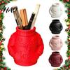 Makeup Brush Storage Container 3D Printed Sweater Pen Holder, Creative Desk Organizer with Elk Snowflake Relief for Home Unique Holiday Gift