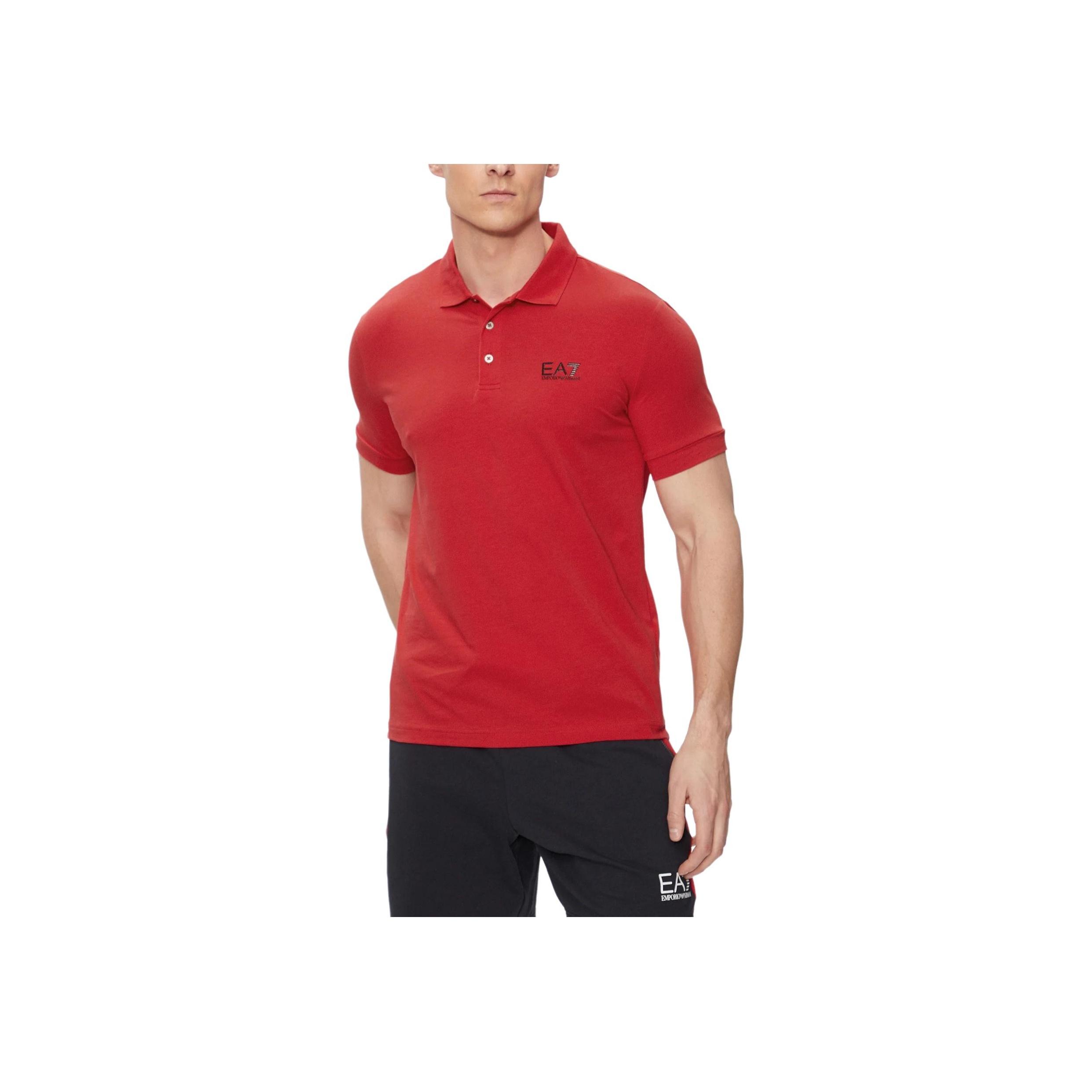 Emporio Armani Pattern Print Slim Fit Short Sleeve Polo Shirt Men tops Red 8NPF04-PJM5Z-1461 L