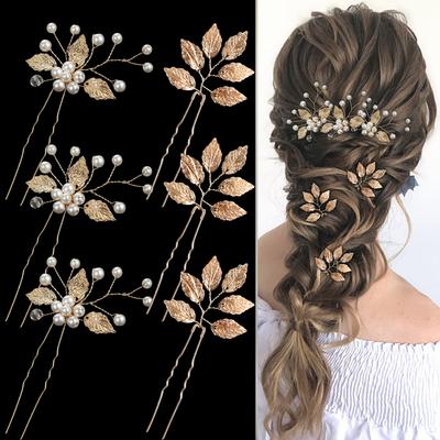 Elegant Women's Hairpin Gold Silver Leaf Pearl Hair Comb Korean Style Jewelry Wedding Hair Accessories For Girls New Year Gifts