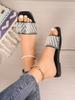 Fashion Women's Fashionable Flat Sandals with Artificial Pearl and Rhinestone Decoration Slippers Summer Women's Flats Large Size 42