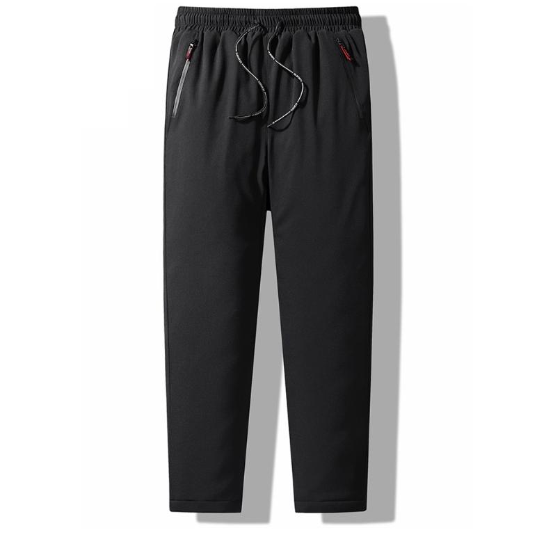 

Мужские спортивные штаны осень-зима с эластичным поясом на шнурке и карманами, свободные, теплые, повседневные, утолщенные, плюшевые, ветрозащитные, длинные брюки для бега и тренировок M чёрный