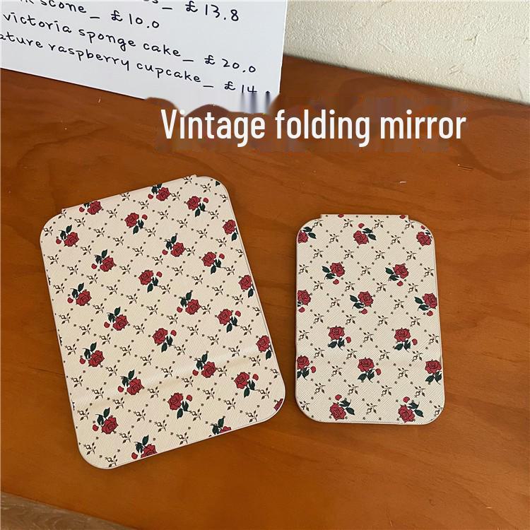 Portable Girly Flower Makeup Mirror - Travel Size, Folding Vanity Mirror for Dorms