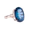 Peacock Blue Egg Shape Gemstone Crystal Women's Vintage Elegant Luxury Engagement Wedding Ring