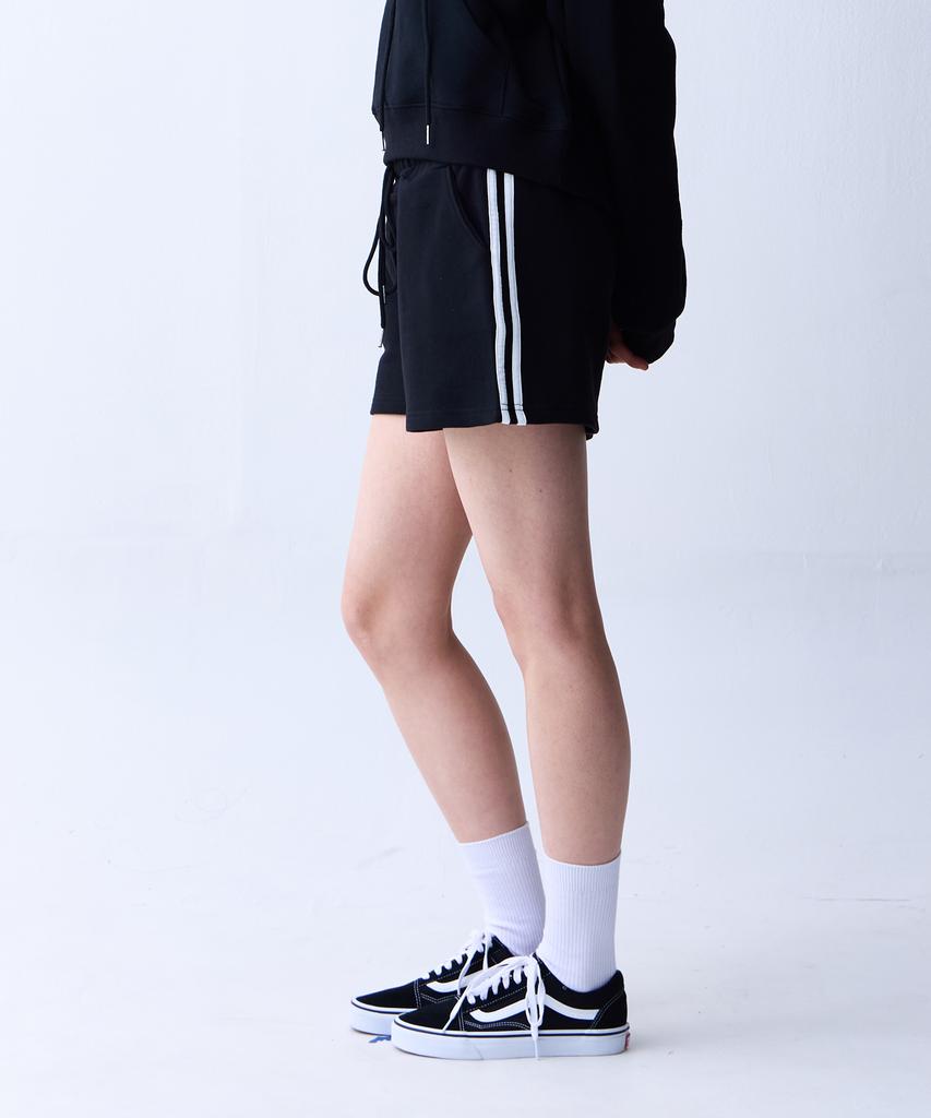 Crush Style Slim Striped Sweat Shorts Black