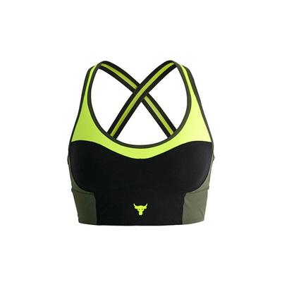 Project Rock Johnson Series Color Block Medium Intensity Training Sports Bra Women Underwear Black 1380191-001