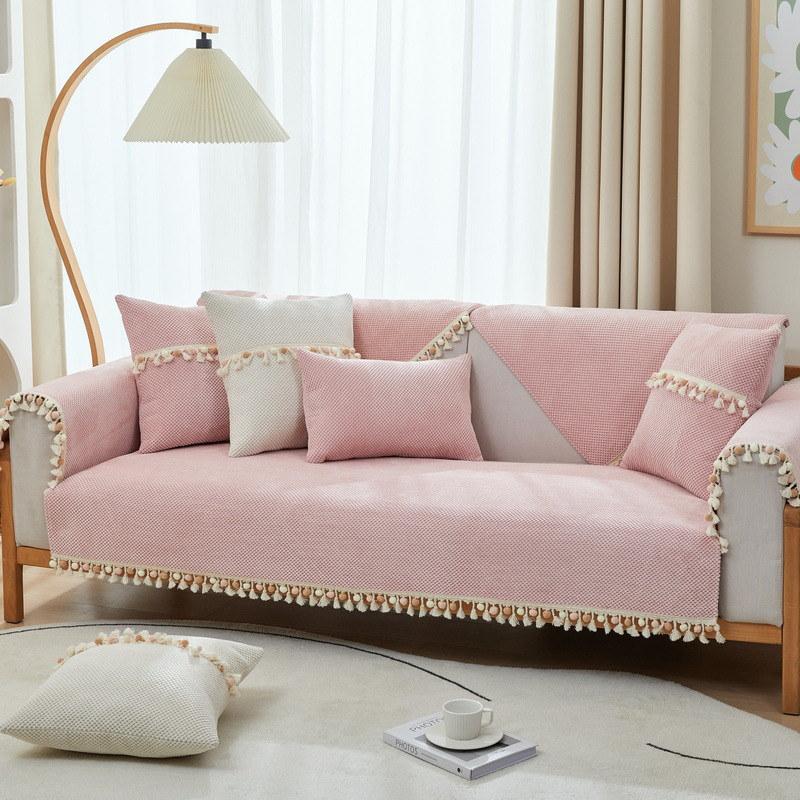 

Бархатные чехлы для диванов с кисточками для гостиной, 2-местный L-образный чехол для стула, защита для мебели, нескользящий чехол для дивана, мягкий чехол Cushion cover45x45cm