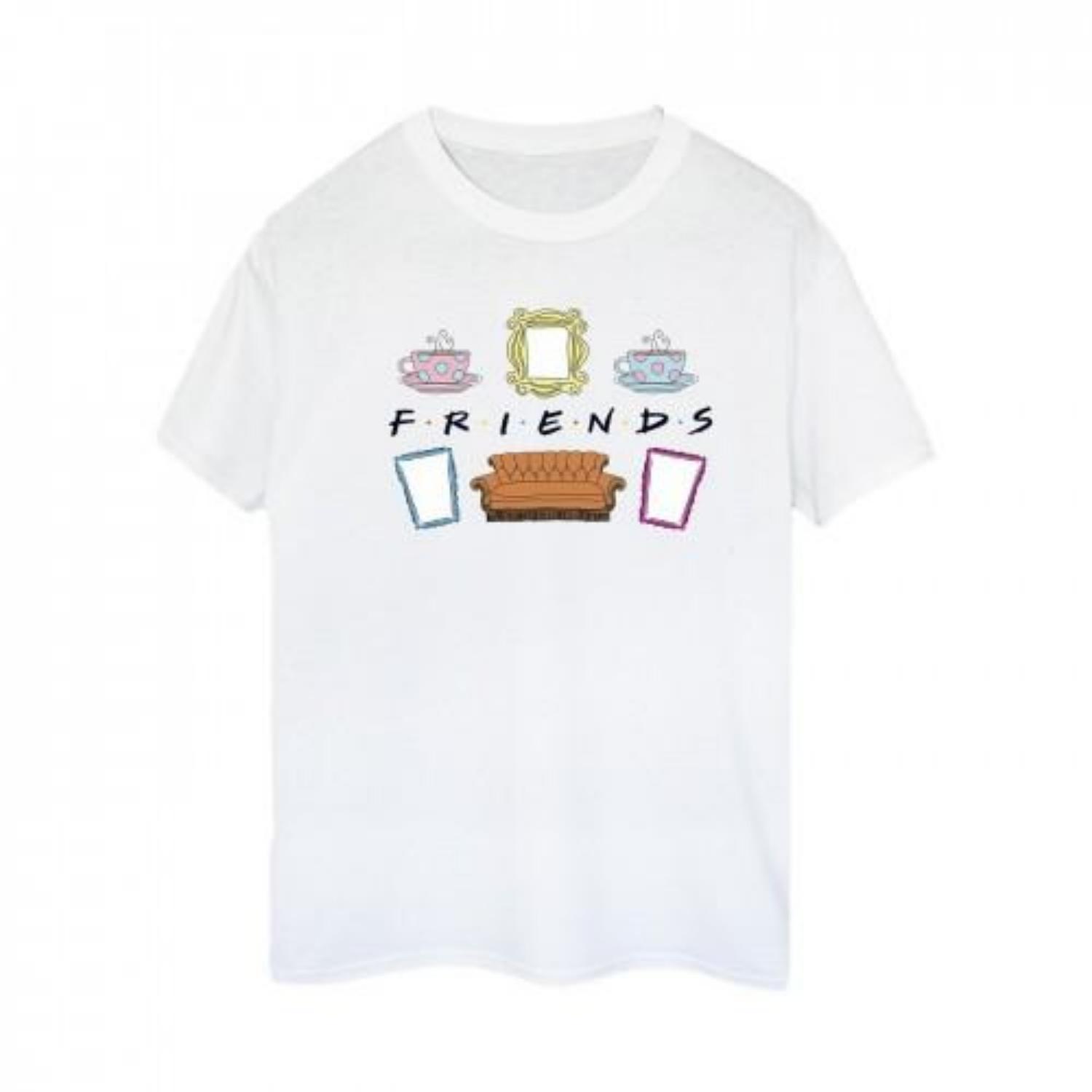 Friends Womens_Ladies Couch Lounging Cotton Boyfriend T-Shirt XXXXL