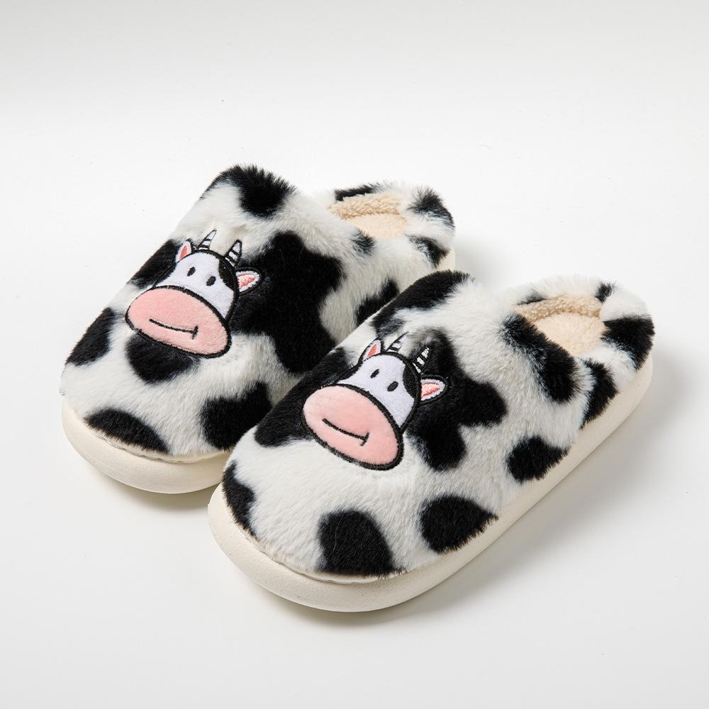 Cute cartoon cow cotton slippers cross-border student Korean version indoor non-slip warm Mao Mao shoes cross-border spot