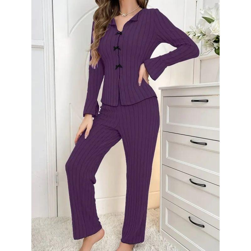 Casual Women 2 Set Suit Ladies Tops Pants Homewear Two-piece Suit Pajamas
