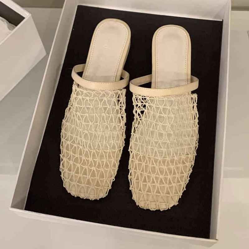 Mesh Women's Slippers Flats Designer Mules Shoes Dress Woman Sandals Summer 2025 New Slides Slingback Sandalias De Mujer
