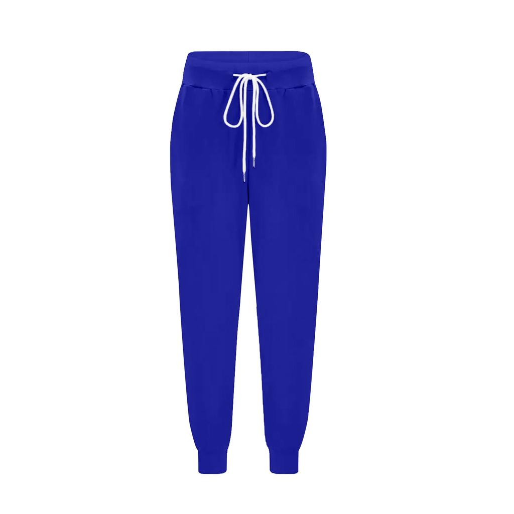 Women's Color Loose Slimming Running Fitness Pants High Waist Lace-up Small Foot Pocket Pant Pant