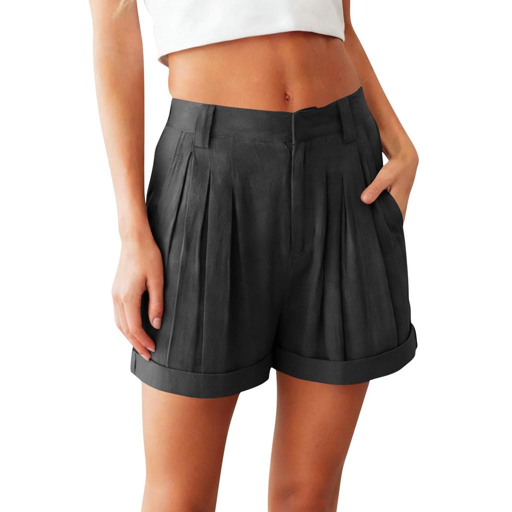 Sommershorts für Damen, lässig, hohe Taille, weiter Beinschnitt