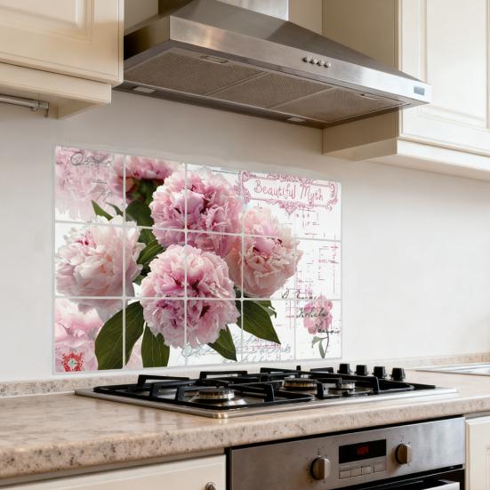 Autocolante de Perete Rezistente la Ulei pentru Bucătărie Protecție de Perete Backsplash Film Removabil Flori/Fructe/Frunze Verzi Impermeabil Decal pentru Faianță