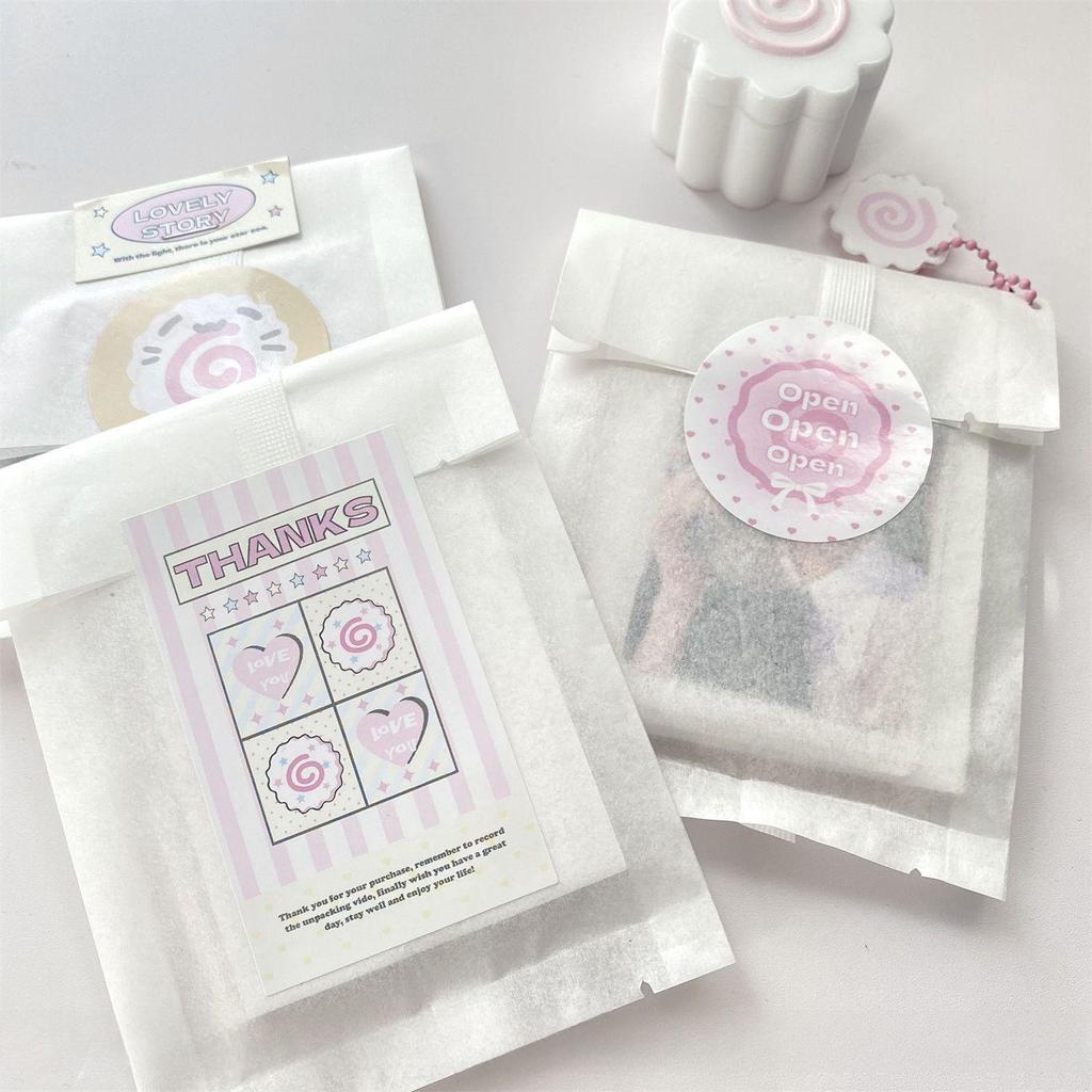 Vysoce kvalitní bílý bavlněný papírový sáček s matným průsvitným obalem na fotokarty idolů - Samolepicí a přenosný