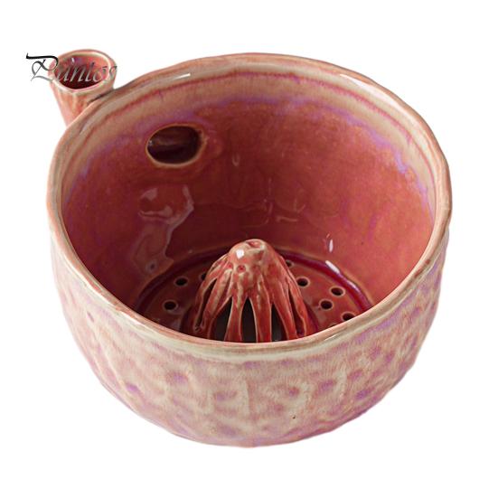 Vegetable Cleaning Basin Ceramic Berry Washing Bowl with Drainage Hole, 360 Degree Self Strawberry Tool Rinsing Fruit Rinse Bowl, Fresh Strainer
