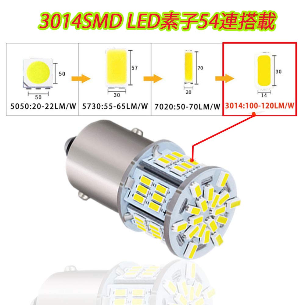 AutartS25 Single Bulb 12V-24V White Pin Angle 180 Degree P21W1156G18BA15S General Purpose 6000-6500K Car Truck Supplies Side Marker Turn Signal B