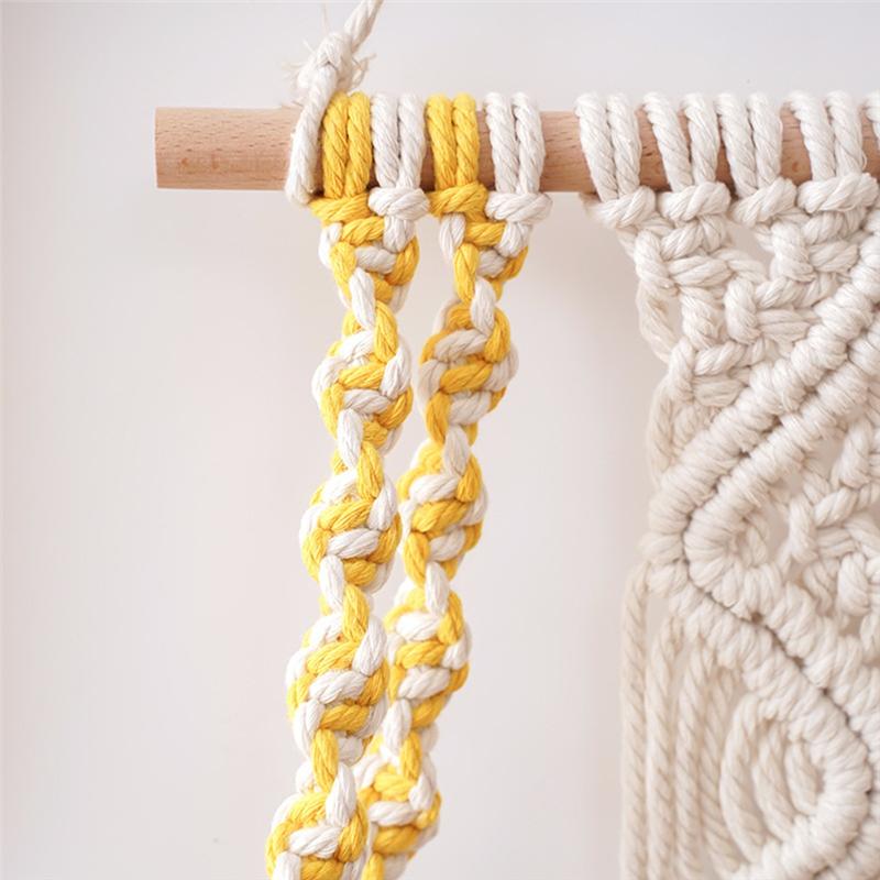 Good-Single Tier Macrame Boho Wall Hanging Shelf,Handmade Boho Wooden Woven Plants Floating Shelves Decor,Mini Chic Organizer