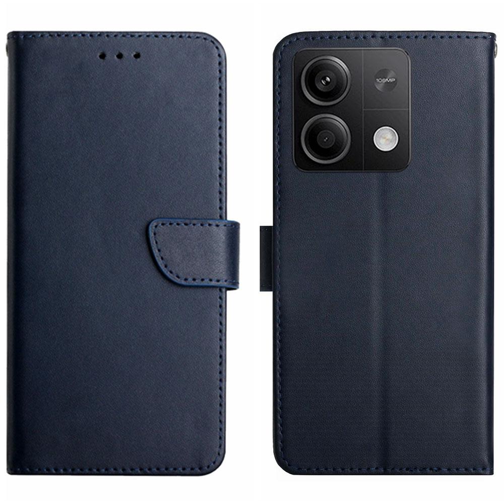 

HT02 For Xiaomi Redmi Note 13 4G Case Wallet Phone Cover Genuine Cow Leather Blue