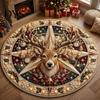 Durable Floor Rug for Holidays Round Christmas 3D Rug, Optical Illusion Area Santa Gnome Mat Holiday Decor Pattern, Non-slip Living Room Entryway