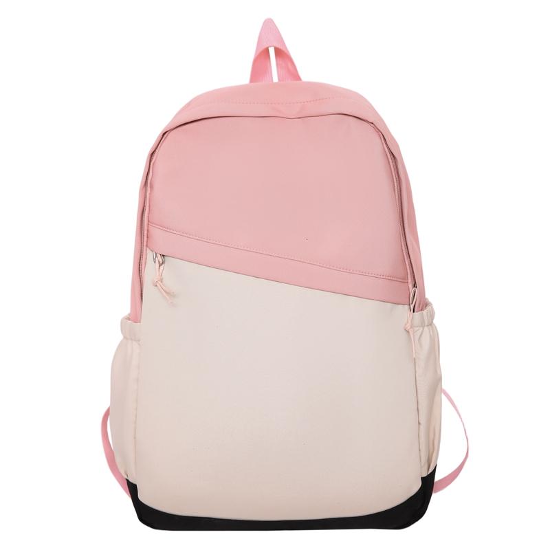 

Студенческий школьный рюкзак Мужской рюкзак большой вместимости Контрастный цвет Легкий Женский рюкзак розовый