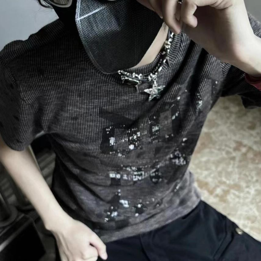 Dámské letterové tiskové Y2k estetické košile Streetwear Casual Vintage topy Letní Harajuku volná hip-hopová trička