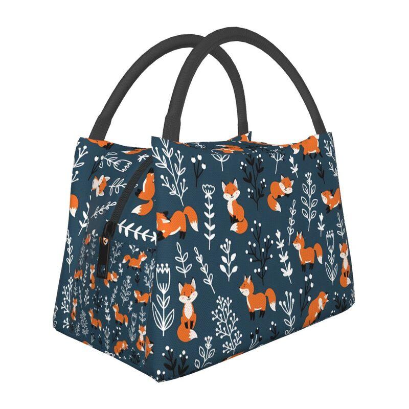 Cute Woodland Foxes Thermal Lunch Bag for Women Girls Kids Reusable Insulated Lunch Box for Work Picnic Travel School Gifts