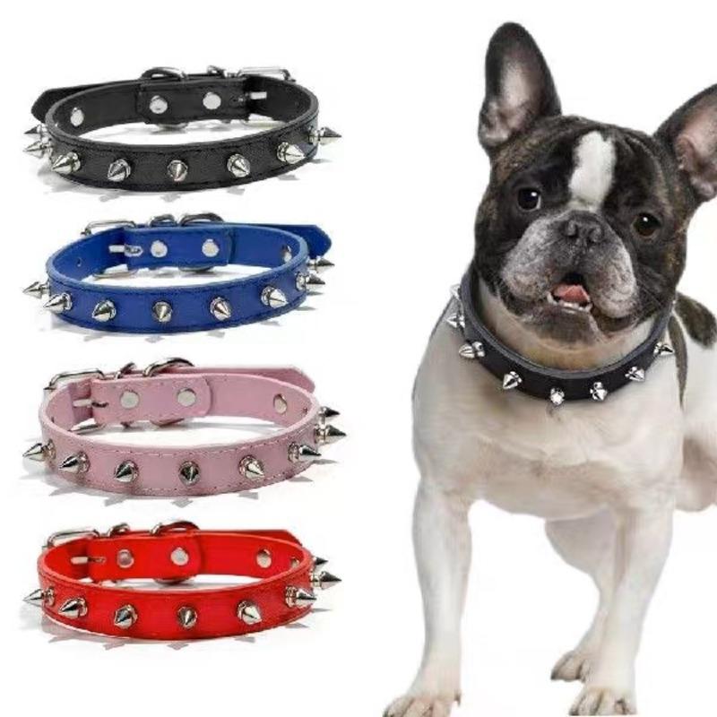 Dog Collars for Small Dogs Spike Rivet Pu Leather Studded Spiked Puppy Collar for Small Breed Pet Boy Dogs Male Cat Chihuahua