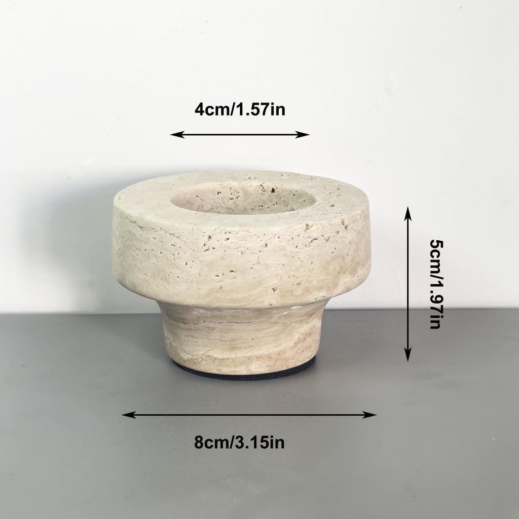 Beige Travertine Natural Stone Handmade Durable Candle Holder Home Wedding Easter Christmas Valentine's Day Decor Irregular