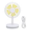 Ventilateur de bureau à vitesse réglable pour la maison, Ventilateur silencieux avec fonction lumière LED de chevet, Ventilateur portable rechargeable, Mini ventilateur portable pour