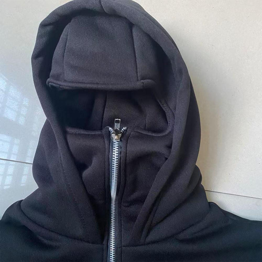 Pánská mikina na zip s potiskem vzoru King, cool černá bunda, sportovní a ležérní volná podzimní/zimní mikina v retro módním stylu