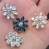 5Pcs Luxury And Beautiful Flower Inlaid Rhinestone Metal Buttons Clothing Gift Boxes Scarves Hats DIY Decorative Accessories